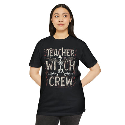 Teacher Witch Crew T-Shirt — Halloween Skeleton Teacher Tee