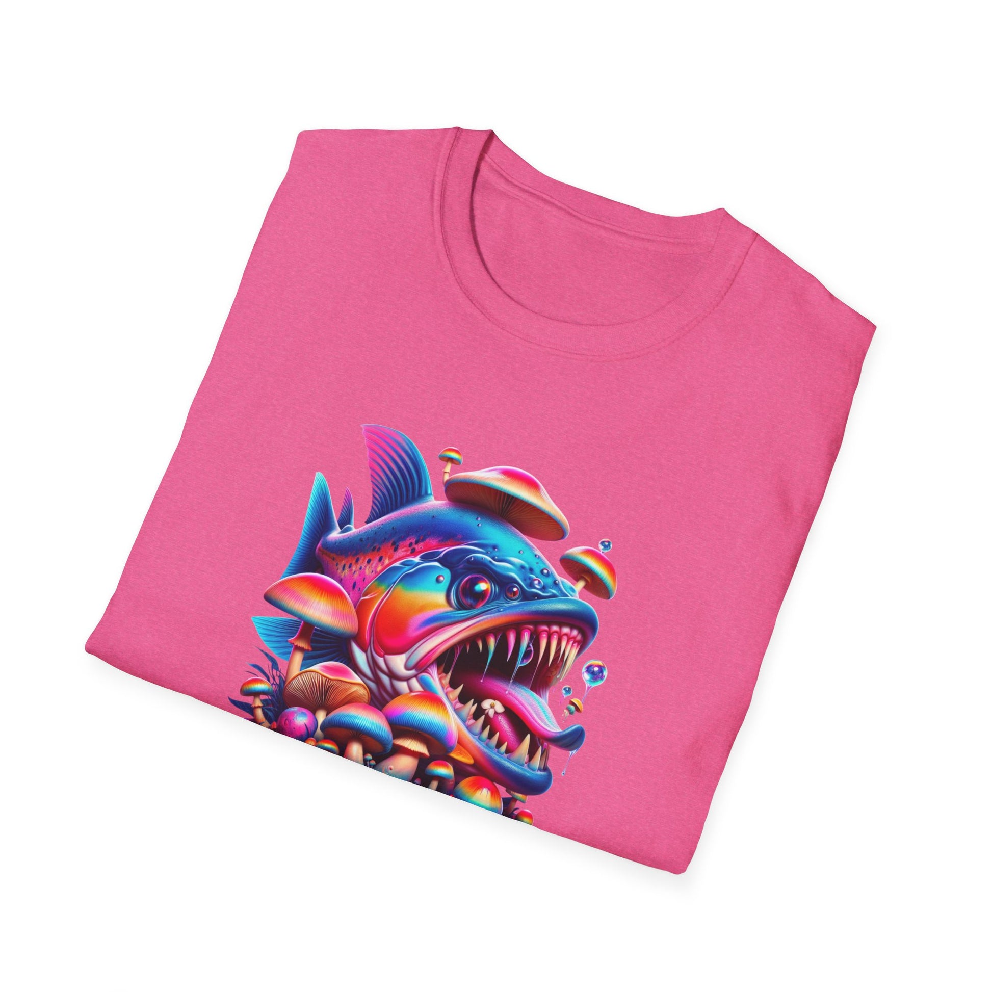 Piranha with Shrooms, Unisex Softstyle T-Shirt - Psychonaut Swag