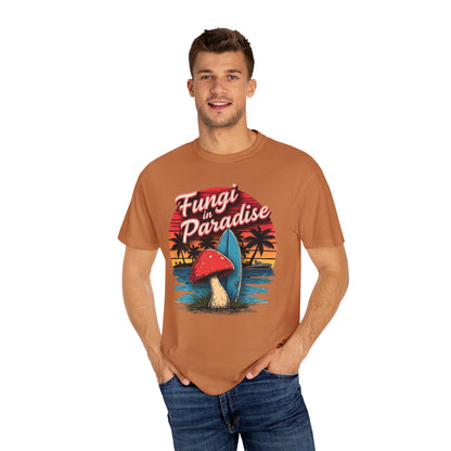Fungi in Paradise Design, Relaxed Tee, Vintage Style Shirt, Gift for Nature Lovers, Eco-Friendly Apparel - Psychonaut Swag
