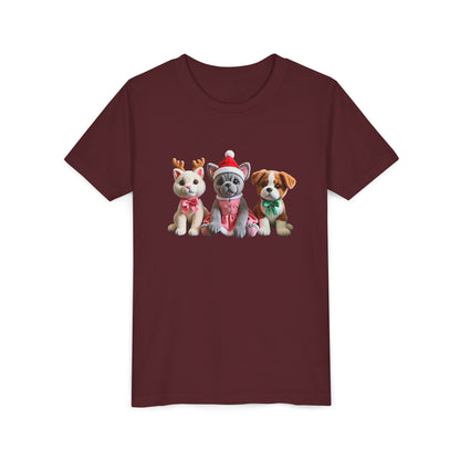 Kids Christmas Puppy Tee — Cute Festive Dogs in Santa Hats