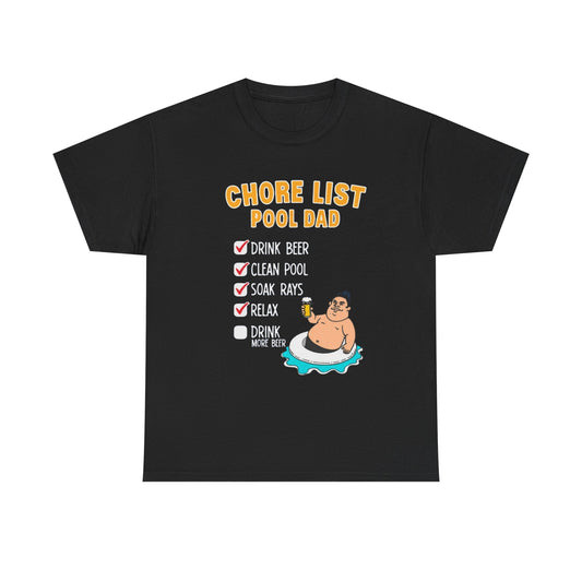 Chore List Pool Dad T-Shirt, Summer BBQ Tee, Father's Day Gift, Relaxation Shirt, Unisex Beachwear - Psychonaut Swag