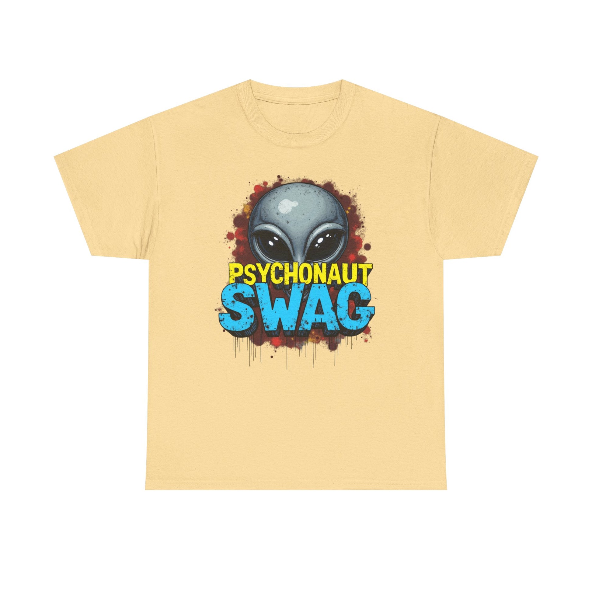 Hidden Alien, Psychonaut Swag, Staple Tee, Unisex Heavy Cotton Tee - Psychedelic Alien Swag Tee, Fun Graphic Tee, Perfect for Festivals, Casual Wear, Gift for Space Lovers - Psychonaut Swag