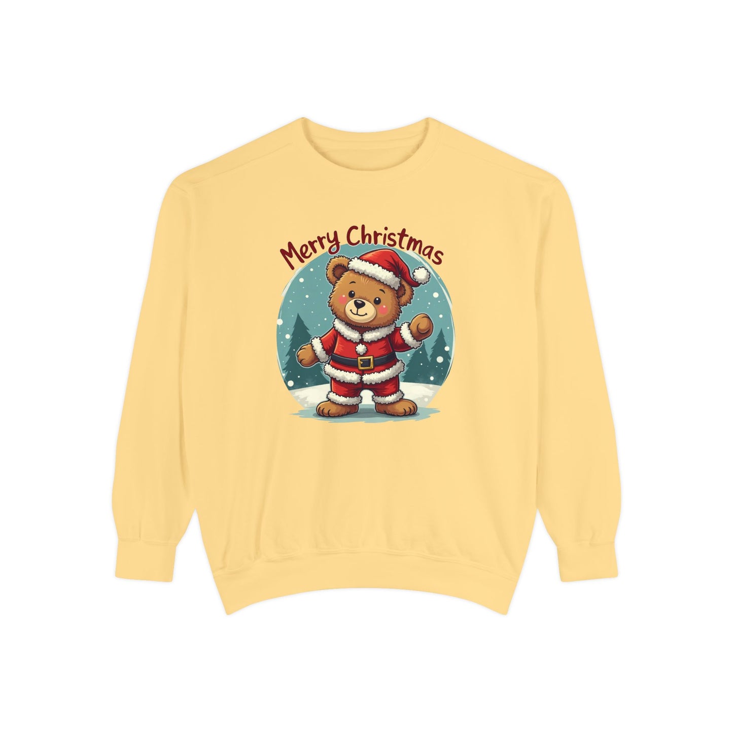 Christmas Bear, Unisex Garment-Dyed Sweatshirt