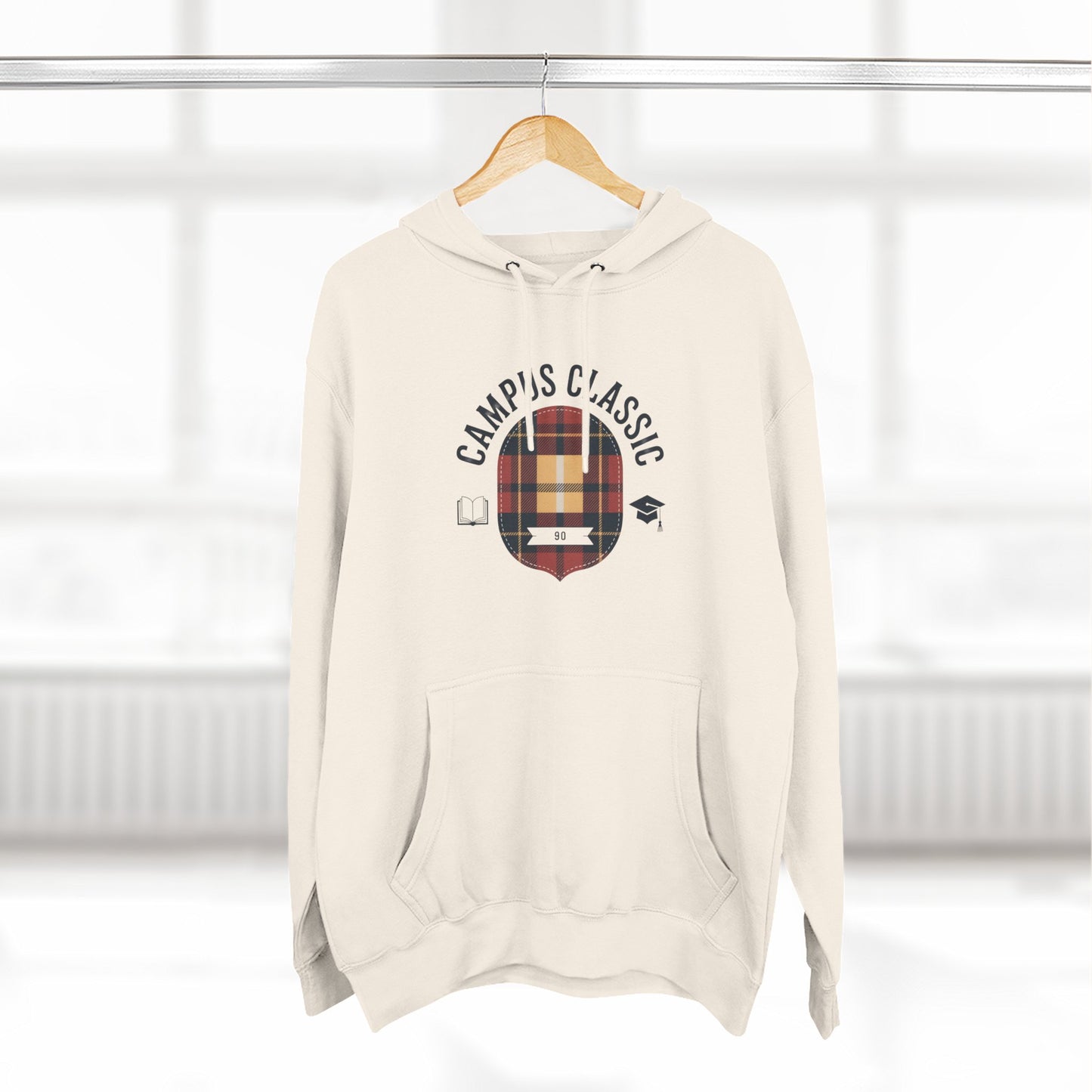 Campfire Classic Plaid Hoodie — Vintage Camping Fleece Pullover