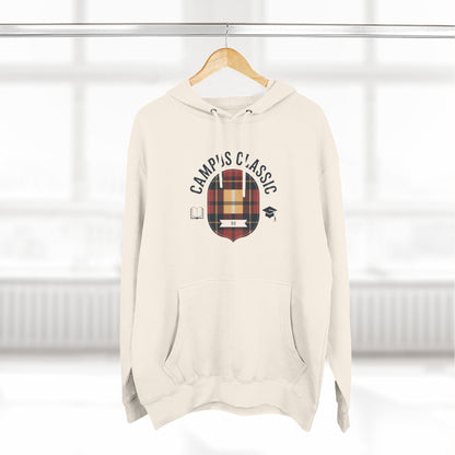 Campfire Classic Plaid Hoodie — Vintage Camping Fleece Pullover