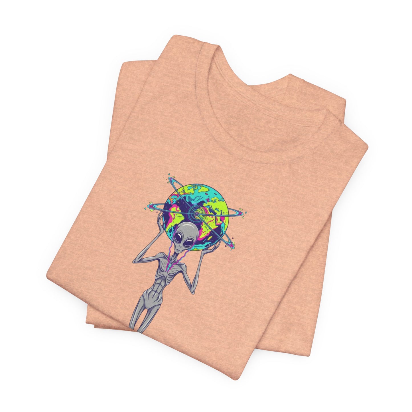 Alien Holding Earth Graphic Tee — Cosmic Sci‑Fi Alien Shirt