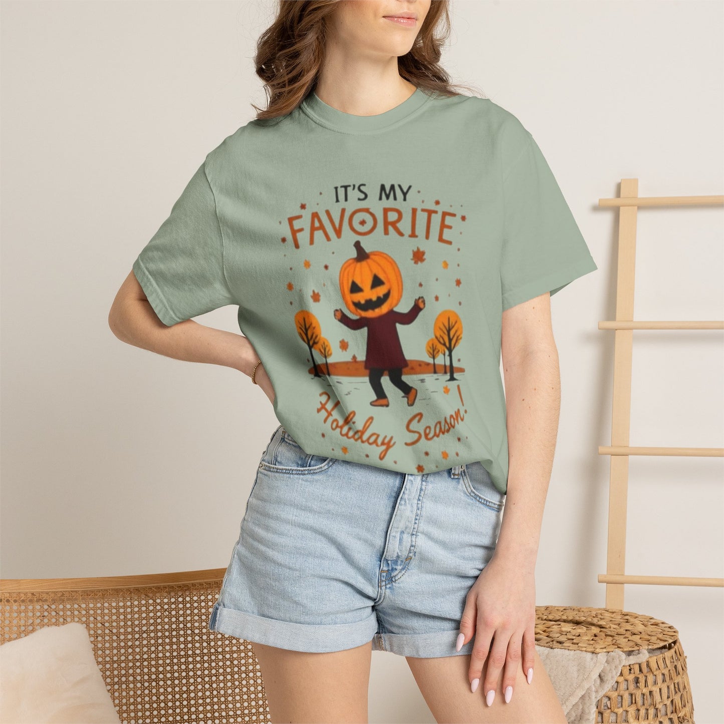 Halloween Pumpkin Head T-Shirt — "It's My Favorite Holiday Season!"