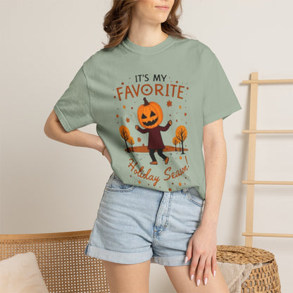 Halloween Pumpkin Head T-Shirt — "It's My Favorite Holiday Season!"