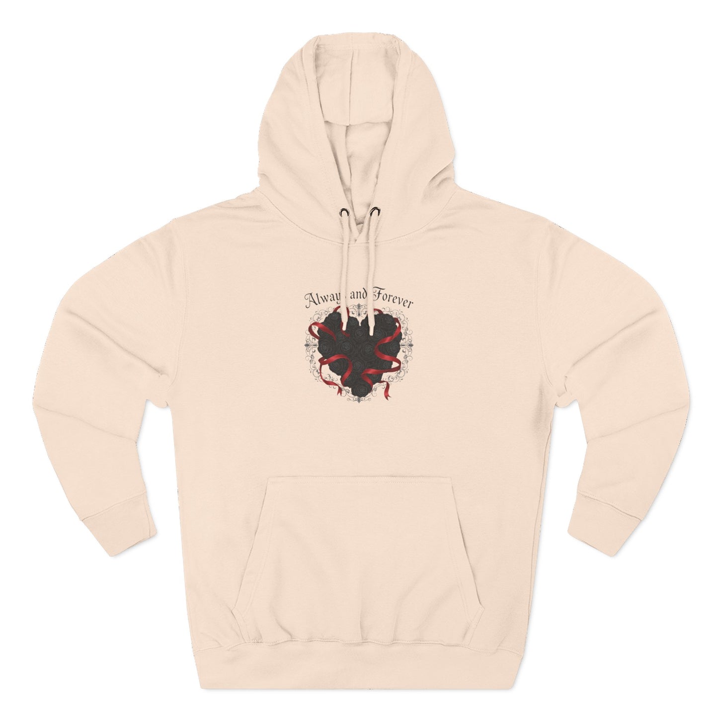 Rose Heart Hoodie — "Always and Forever" Gothic Floral Fleece Pullover
