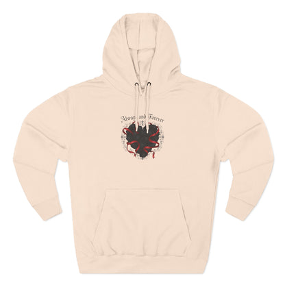Rose Heart Hoodie — "Always and Forever" Gothic Floral Fleece Pullover