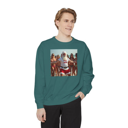 Santa Dad Bod Beach Bod, Unisex Garment-Dyed Sweatshirt