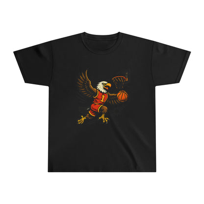 Youth Basketball Eagle Tee, Kids Sports Shirt, Cool Graphic T-Shirt, Gift for Young Athletes, Birthday Gift for Boys/Girls, Gym Apparel