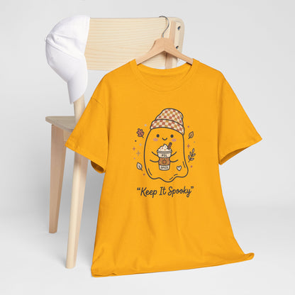 Keep It Spooky Ghost Tee — Cute Fall Halloween Shirt with Pumpkin Latte