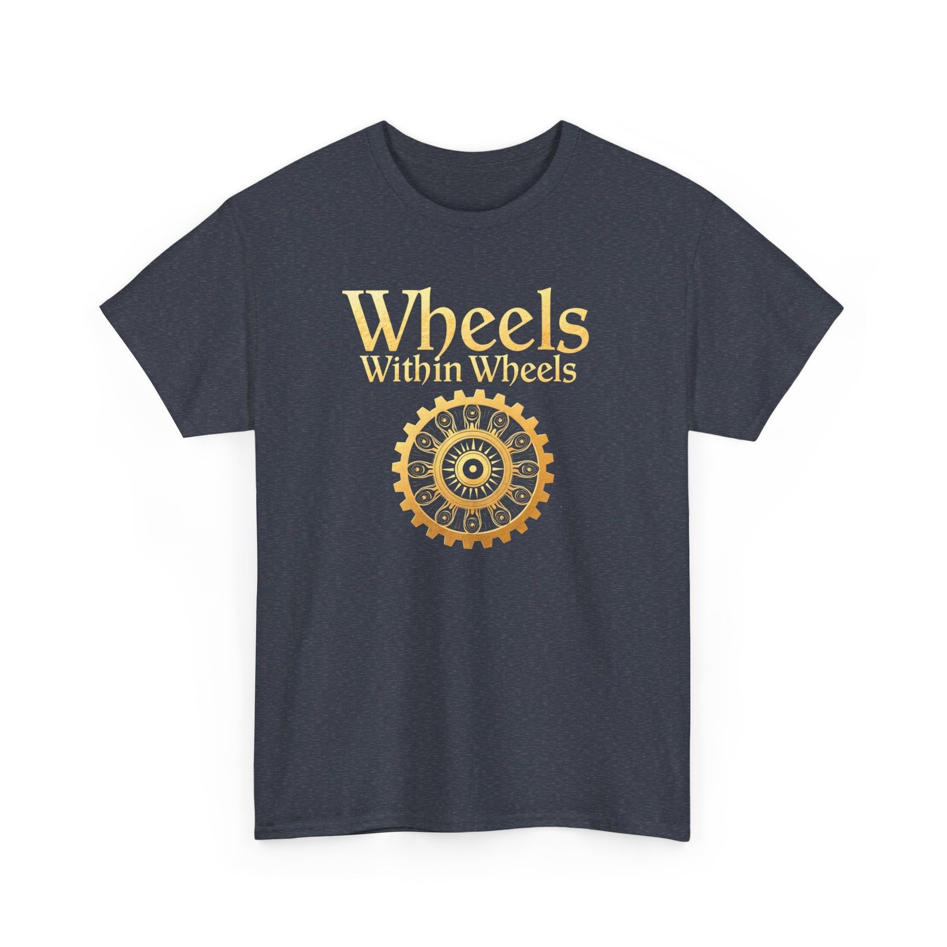 Wheels within wheels, Unisex Heavy Cotton Tee, Casual Wear, Gift for Cyclists, Graphic T-Shirt, Birthday Gift, Summer Style - Psychonaut Swag