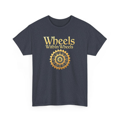 Wheels within wheels, Unisex Heavy Cotton Tee, Casual Wear, Gift for Cyclists, Graphic T-Shirt, Birthday Gift, Summer Style - Psychonaut Swag