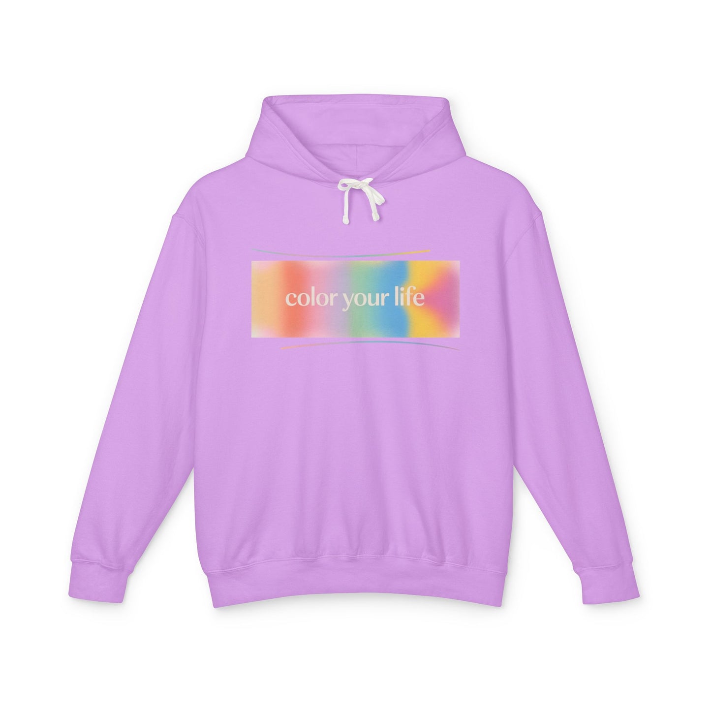 Color Your Life Hoodie — Pastel Rainbow Graphic Hooded Sweatshirt