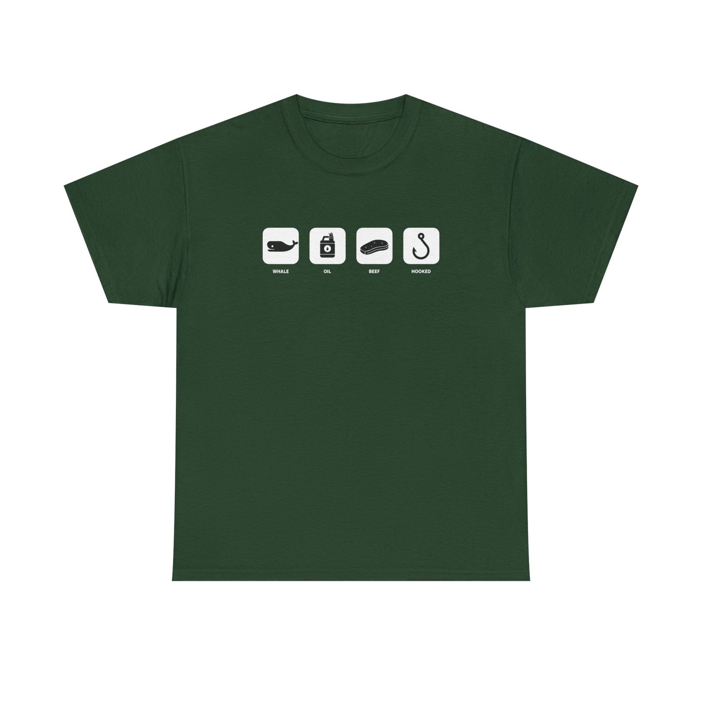 Fishing Essentials Icons T‑Shirt — Rod, Lure, Bait & Hook Graphic Tee
