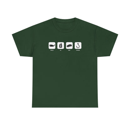 Fishing Essentials Icons T‑Shirt — Rod, Lure, Bait & Hook Graphic Tee