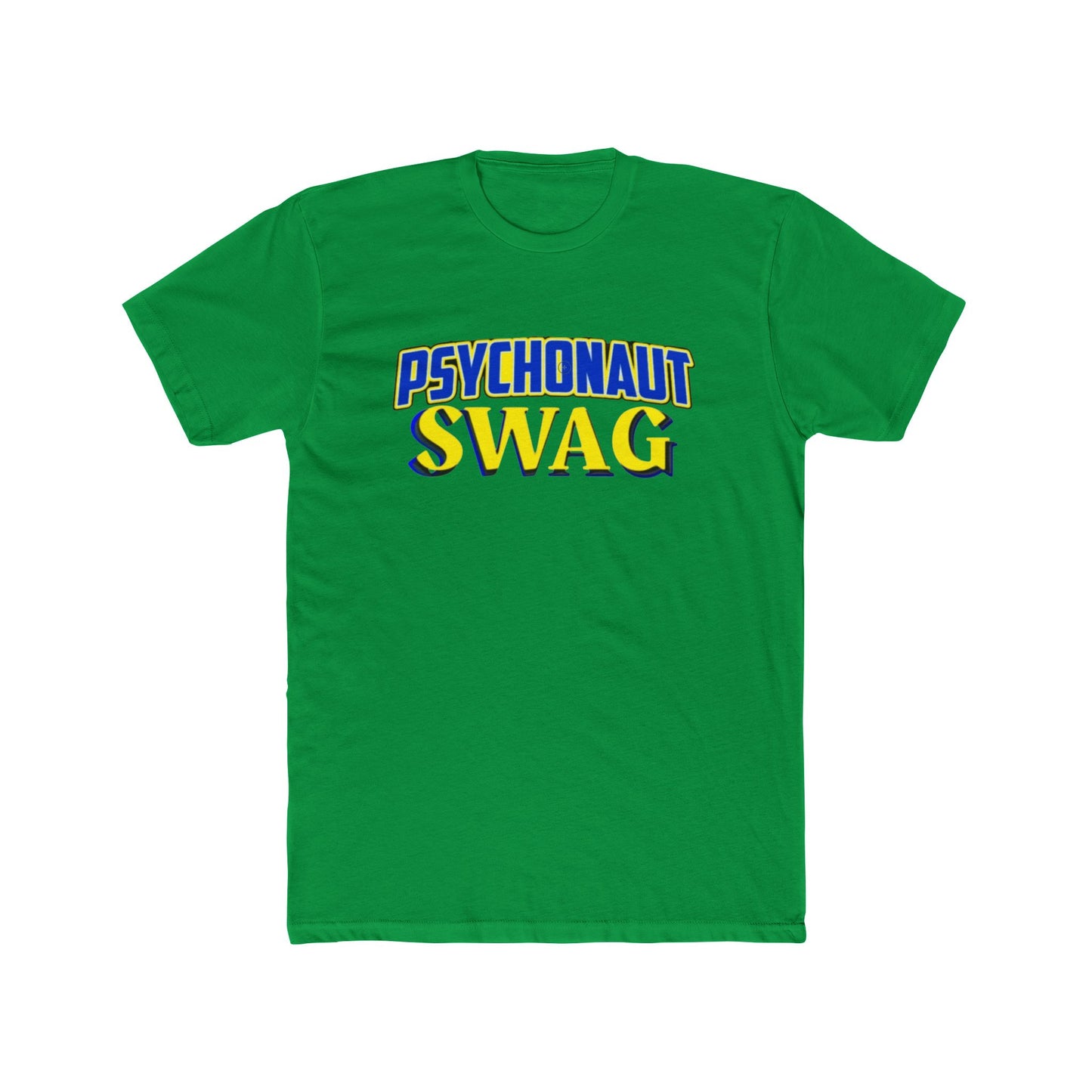 Psychonaut Swag Graphic Tee — Retro Blue & Yellow Psychedelic Shirt