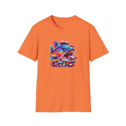 Piranha with Shrooms, Unisex Softstyle T-Shirt - Psychonaut Swag