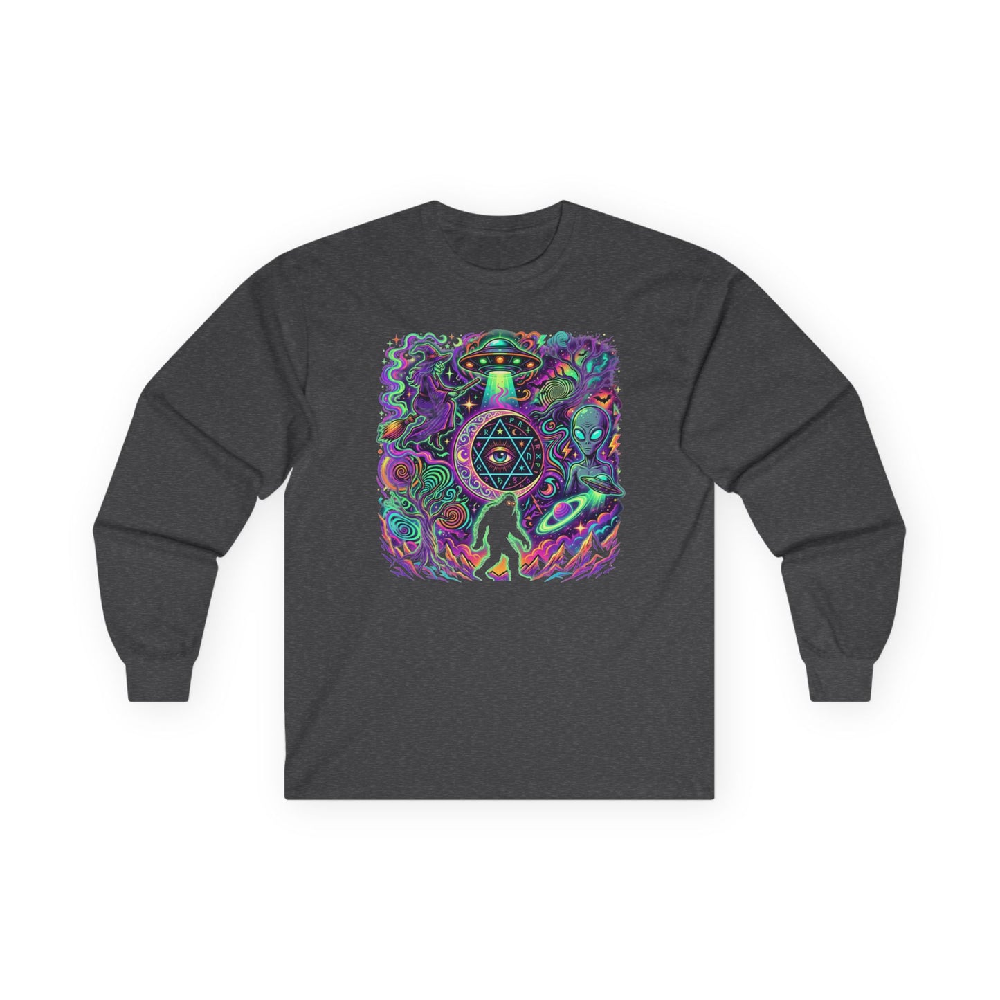Psychedelic Alien Abduction Halloween Long Sleeve Tee