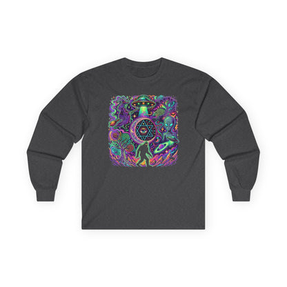 Psychedelic Alien Abduction Halloween Long Sleeve Tee