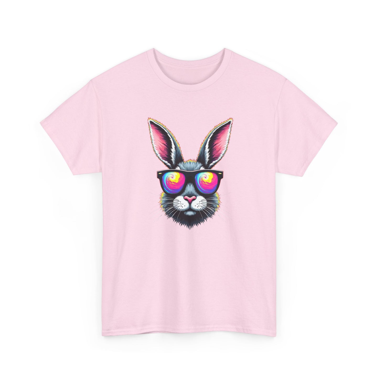 Bunny with Heart Sunglasses Tee — Retro Neon Rabbit Graphic T-Shirt