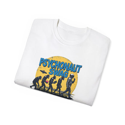 Psychonaut Evolution of Man Sunset, Unisex Tee, Retro Graphic T-Shirt, Music Festival Attire, Gift for Gamers, Casual Streetwear