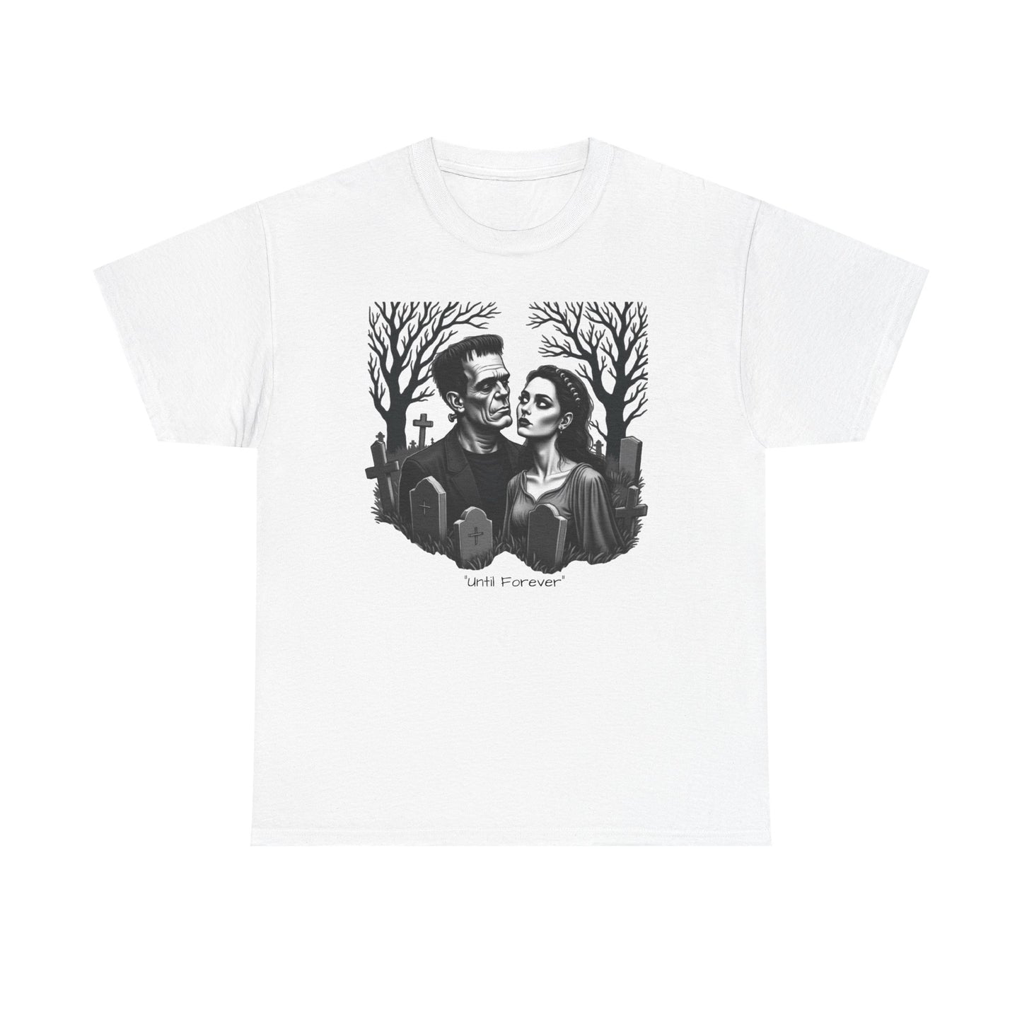 Gothic 'Until Forever' Couple Tee — Anniversary Season Graphic T-Shirt