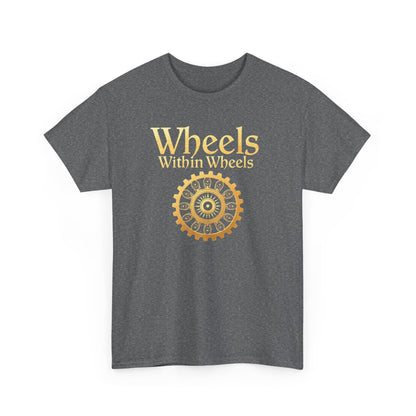Wheels within wheels, Unisex Heavy Cotton Tee, Casual Wear, Gift for Cyclists, Graphic T-Shirt, Birthday Gift, Summer Style - Psychonaut Swag