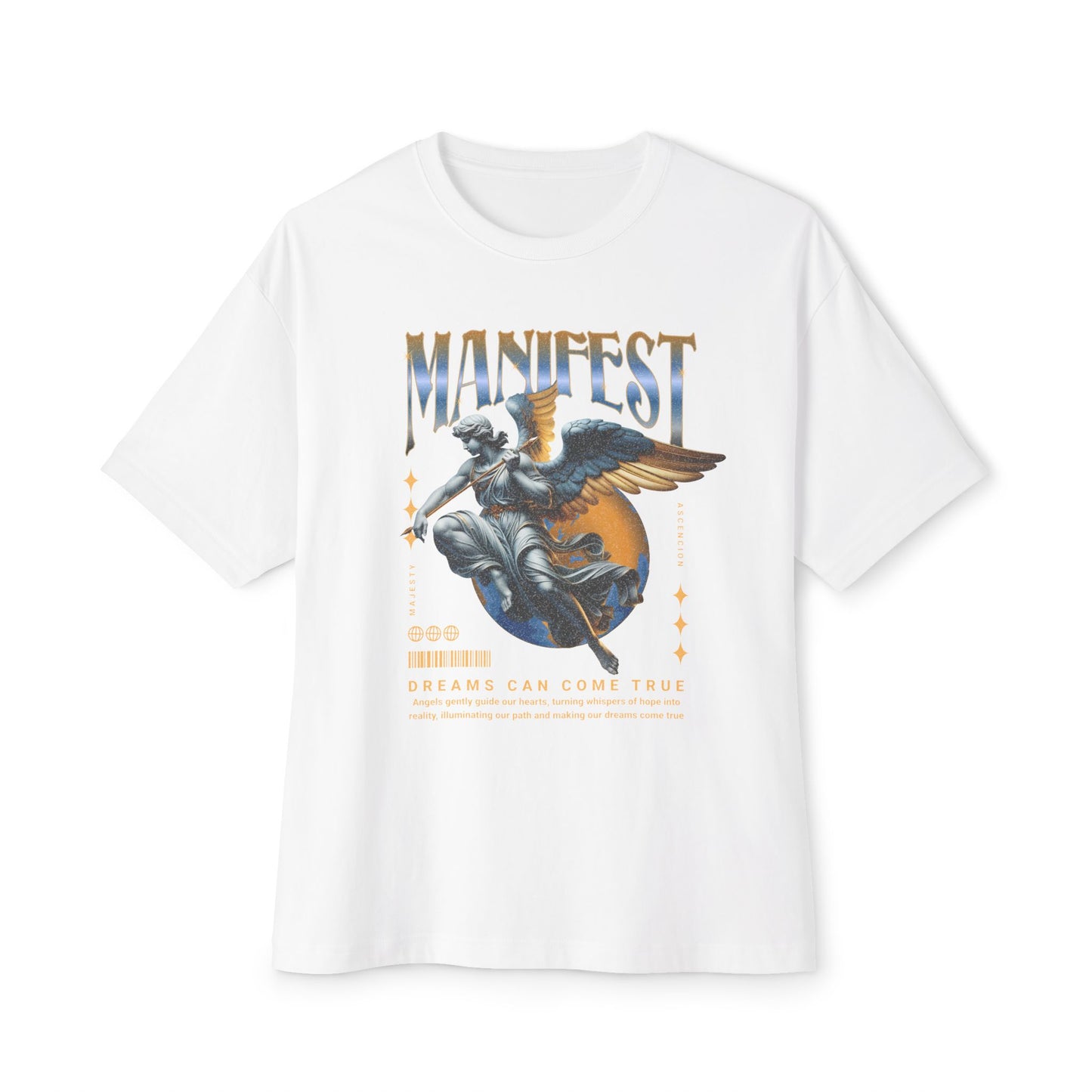 Manifest Angel Graphic Tee — Oversized Boxy Spiritual T‑Shirt