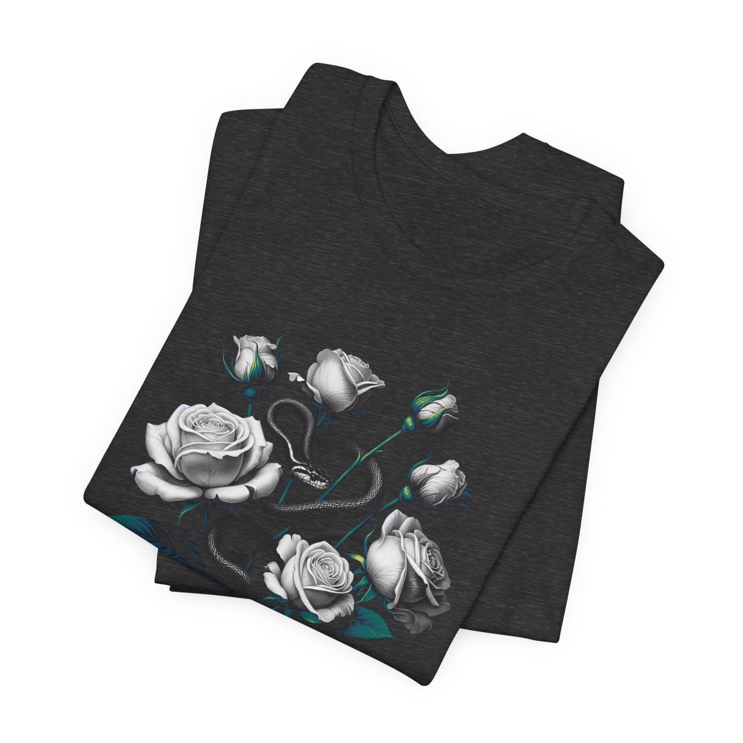 Rose and Snake Graphic Tee – Gothic Floral Vintage Shirt