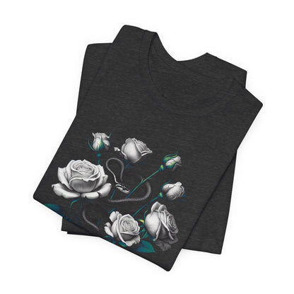 Rose and Snake Graphic Tee – Gothic Floral Vintage Shirt
