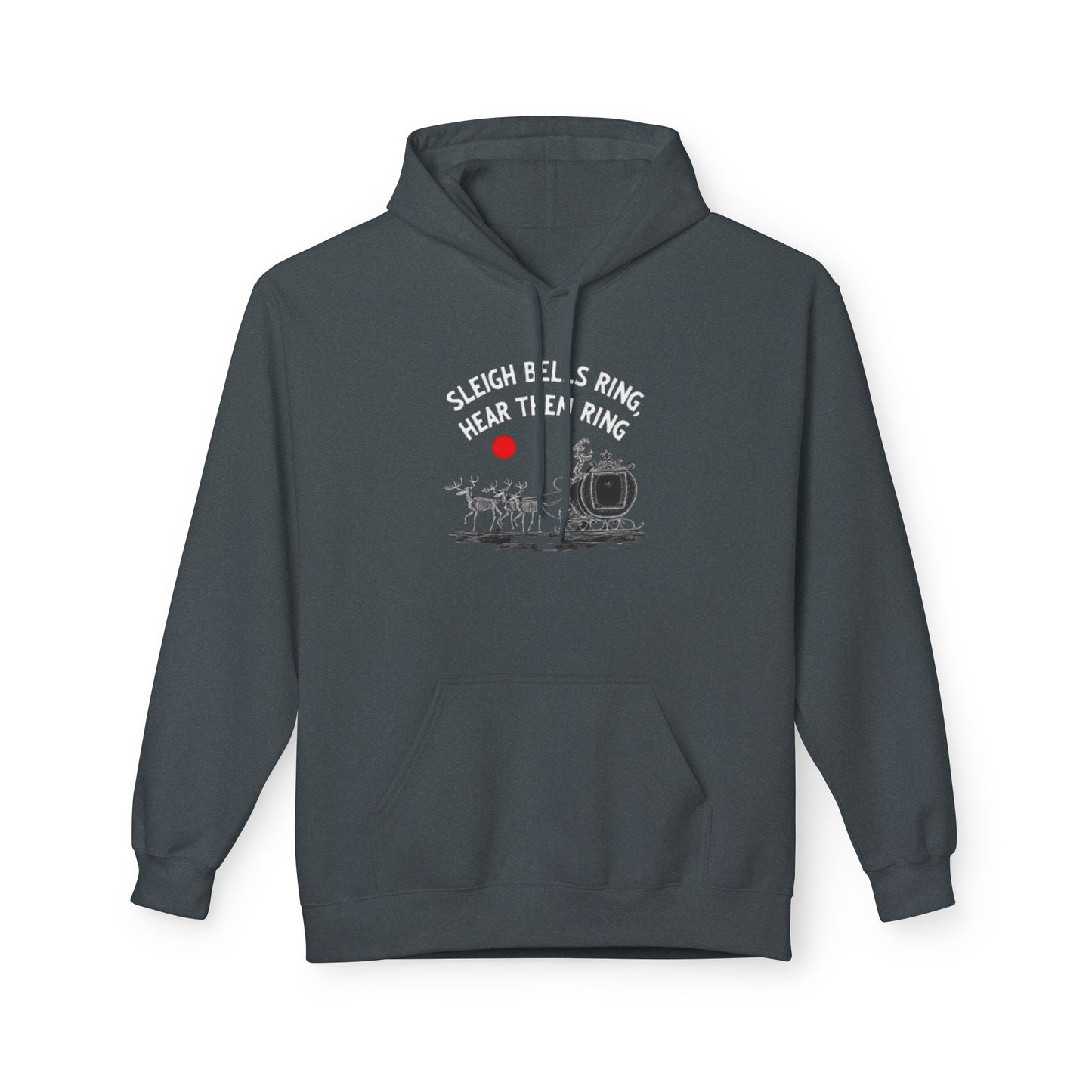 Christmas Hoodie - 'Sleigh Bells Ring, Hear Them Ring' Vintage Santa Sleigh Design