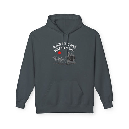 Christmas Hoodie - 'Sleigh Bells Ring, Hear Them Ring' Vintage Santa Sleigh Design