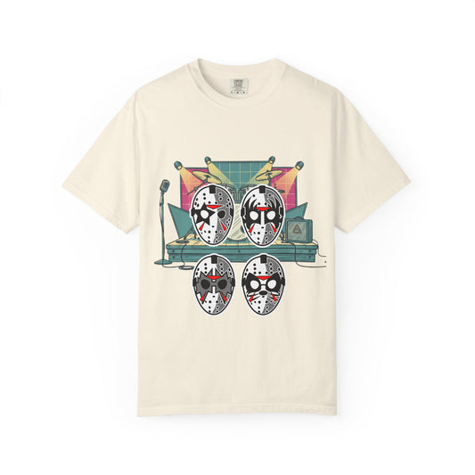 Horror rock group Mashup Graphic T-Shirt — Cute Killer Icons & Masked Biker Tee