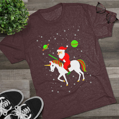 Christmas Space Santa Riding Unicorn T‑Shirt