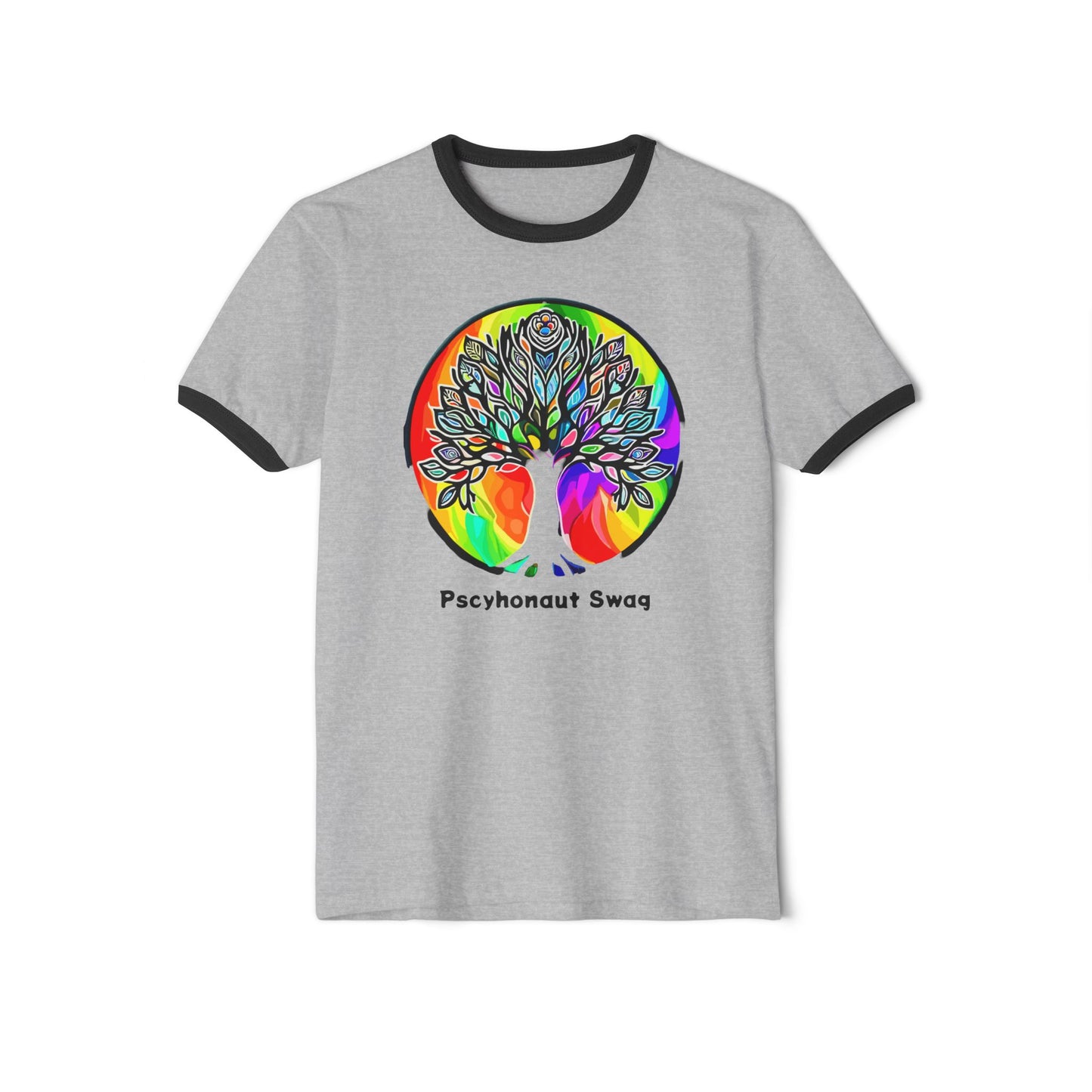 Psychedelic Tree, Unisex Cotton Ringer T-Shirt