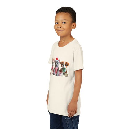 Kids Christmas Puppy Tee — Cute Festive Dogs in Santa Hats