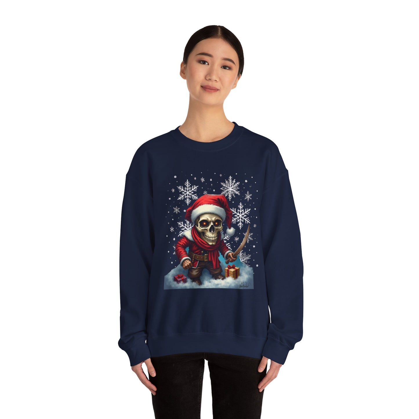 Skull Santa Crewneck Sweatshirt – Dark Christmas Holiday Pullover