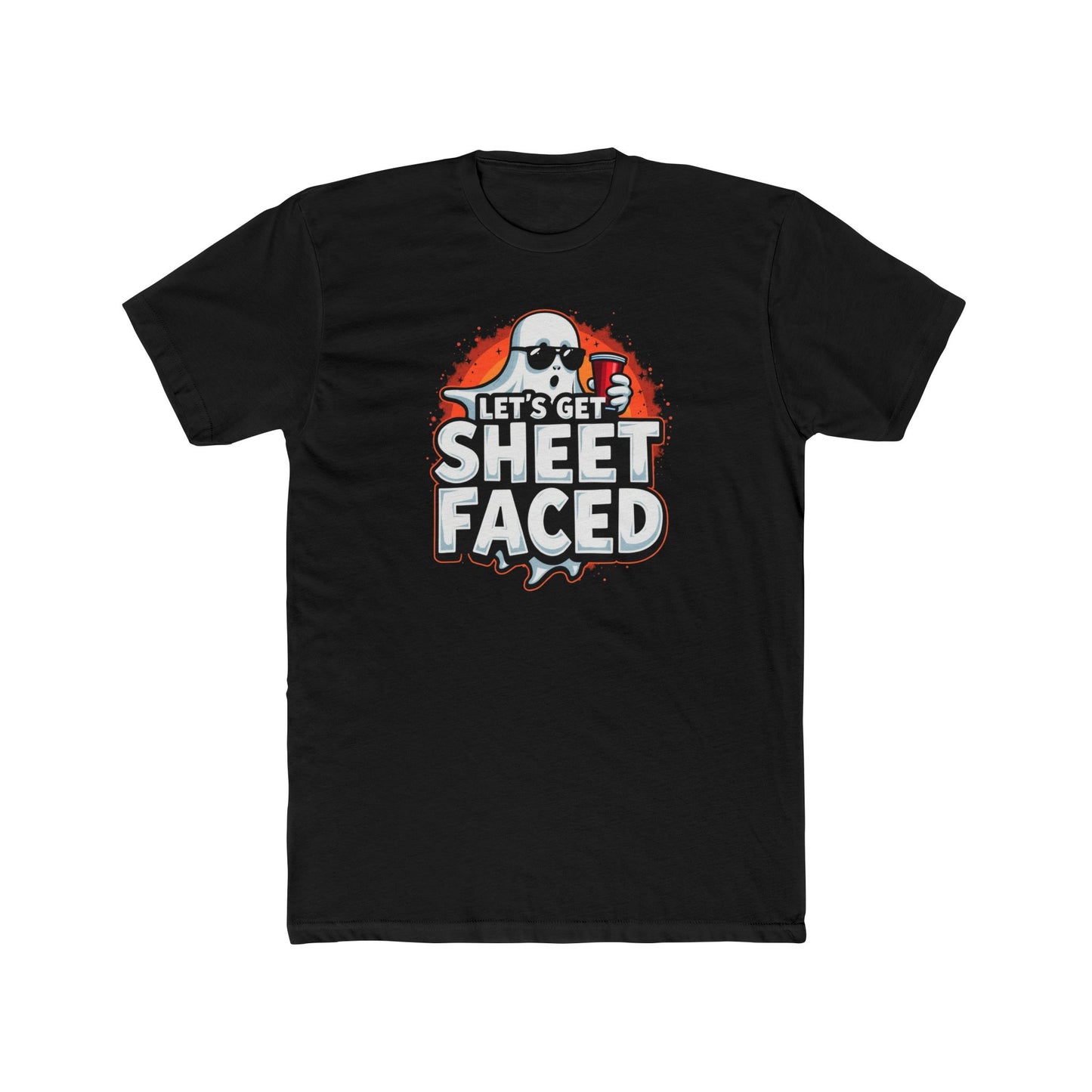 Crew Tee – "Let's Get Sheet Faced" Halloween Ghost Party T‑Shirt