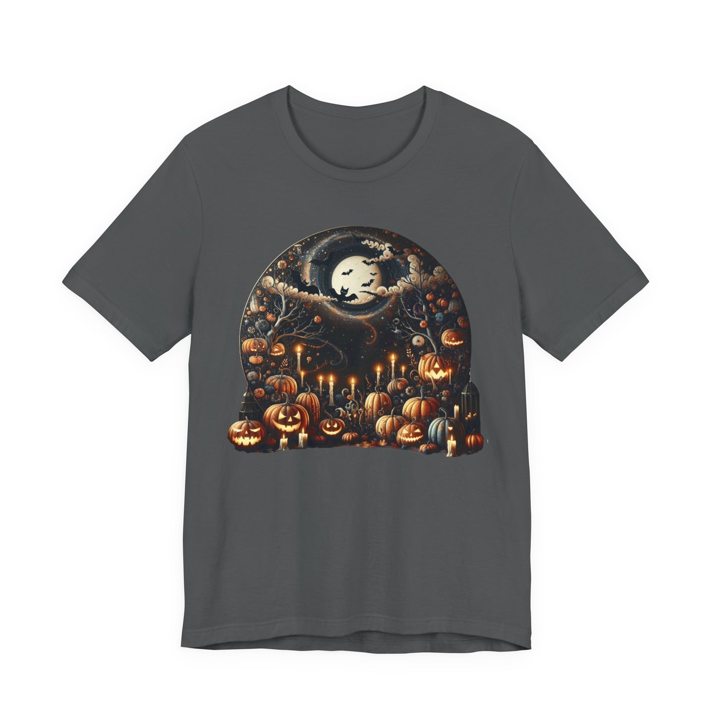 Halloween Pumpkin mural, Short Sleeve Tee, Spooky Tee, Unisex Halloween Shirt, Autumn T-shirt, Harvest Festival Shirt, Trick or Treat Shirt, [...]