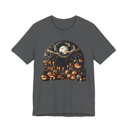 Halloween Pumpkin mural, Short Sleeve Tee, Spooky Tee, Unisex Halloween Shirt, Autumn T-shirt, Harvest Festival Shirt, Trick or Treat Shirt, [...]