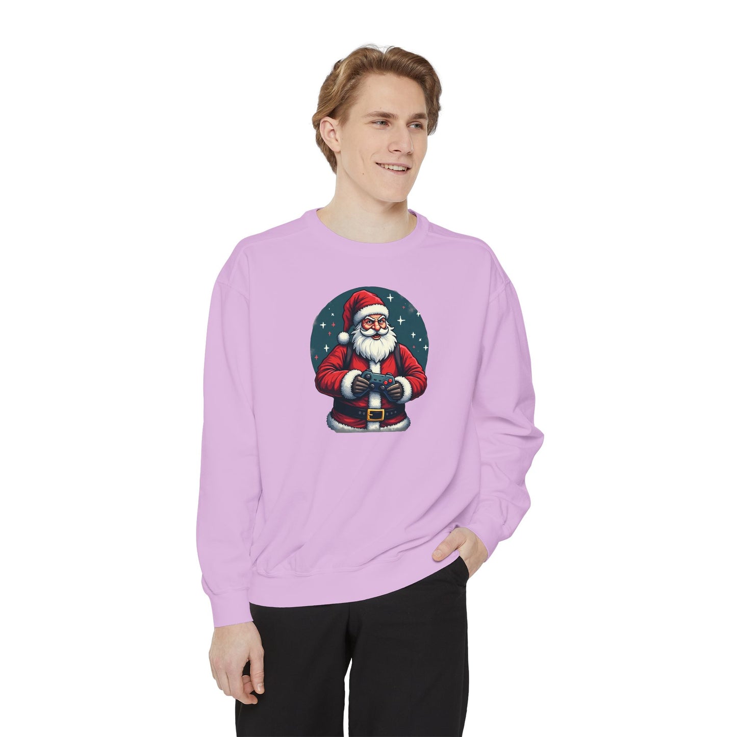 Gamer Santa, Unisex Garment-Dyed Sweatshirt