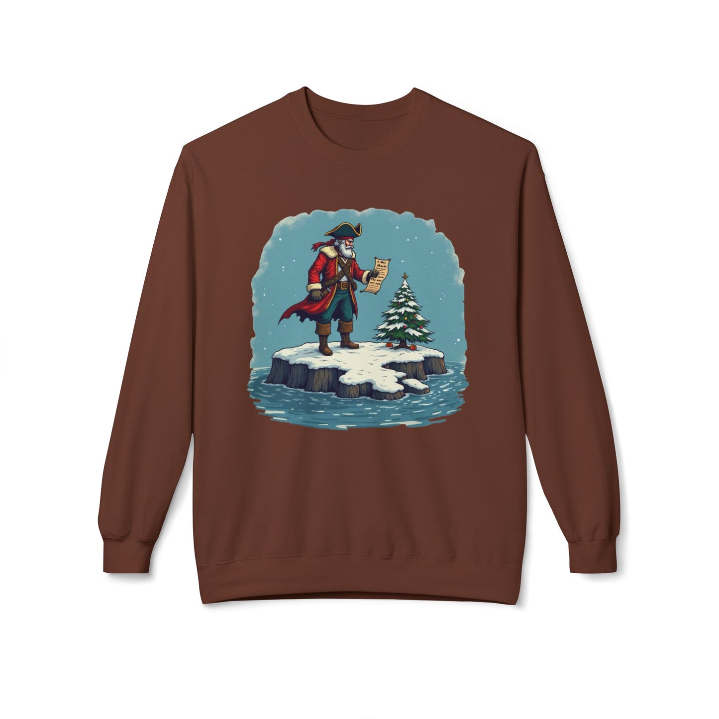 Colonial Santa and Tree, Unisex Midweight Softstyle Fleece Crewneck Sweatshirt