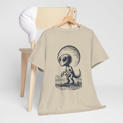 Dinosaur Hybrid, Graphic Unisex Heavy Cotton Tee | UFO Lover T-Shirt | Space-Themed Apparel - Psychonaut Swag