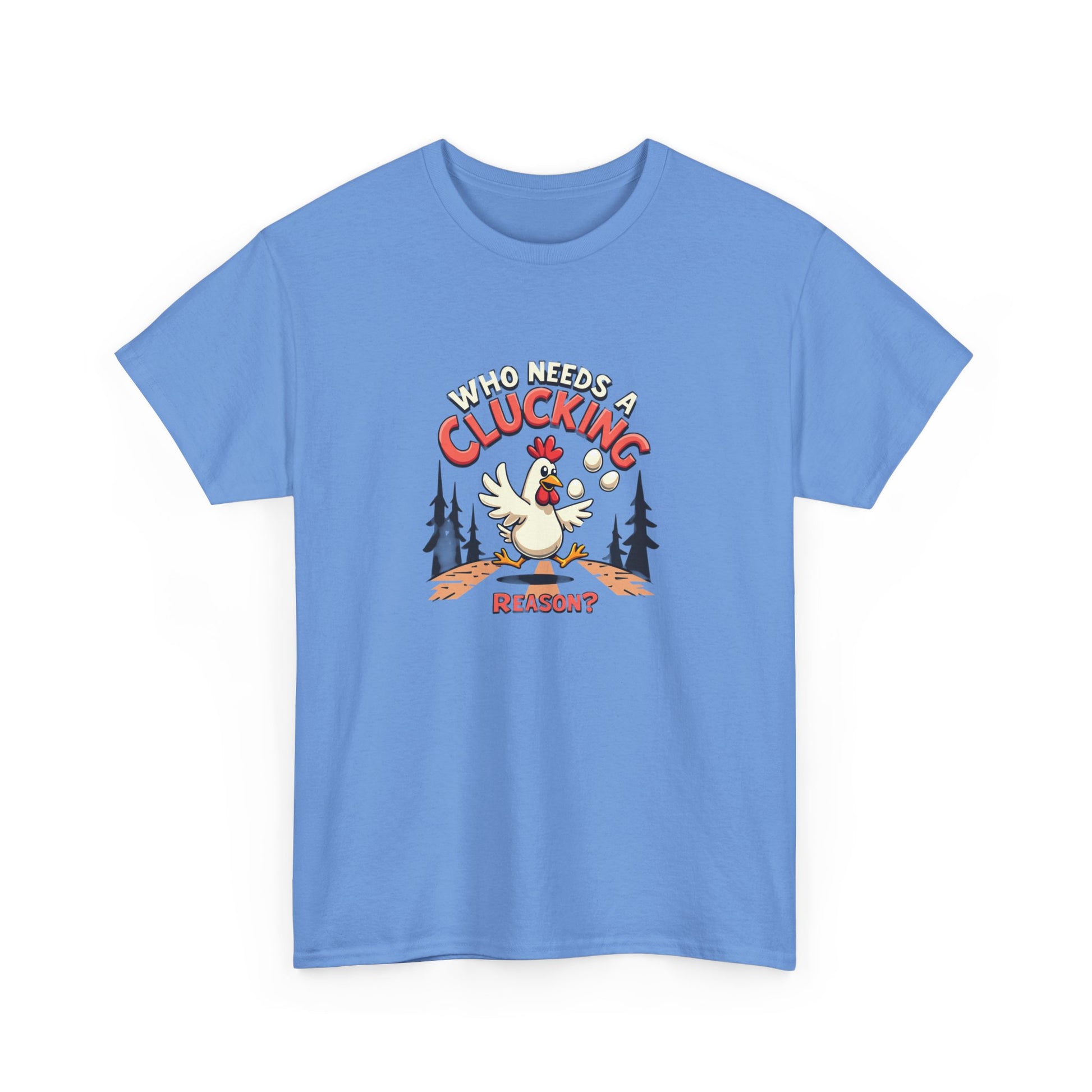 Funny Chicken Crossing Road, Themed Unisex Heavy Cotton Tee - "Who Needs a Clucking Reason?" - Psychonaut Swag