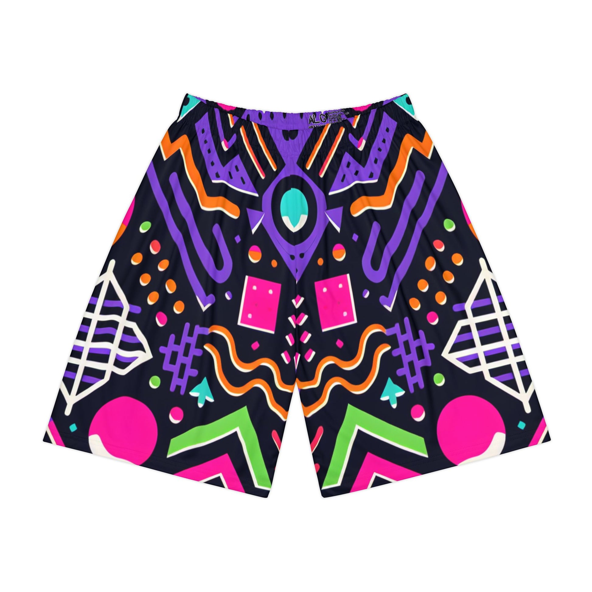 Retro 90's Shorts, Groovy Print, Men’s Sports Shorts, Basketball shorts (AOP) - Psychonaut Swag