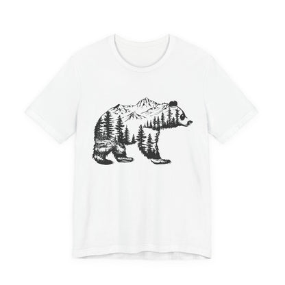Mountain Bear Graphic Tee — Forest Silhouette Nature T-Shirt