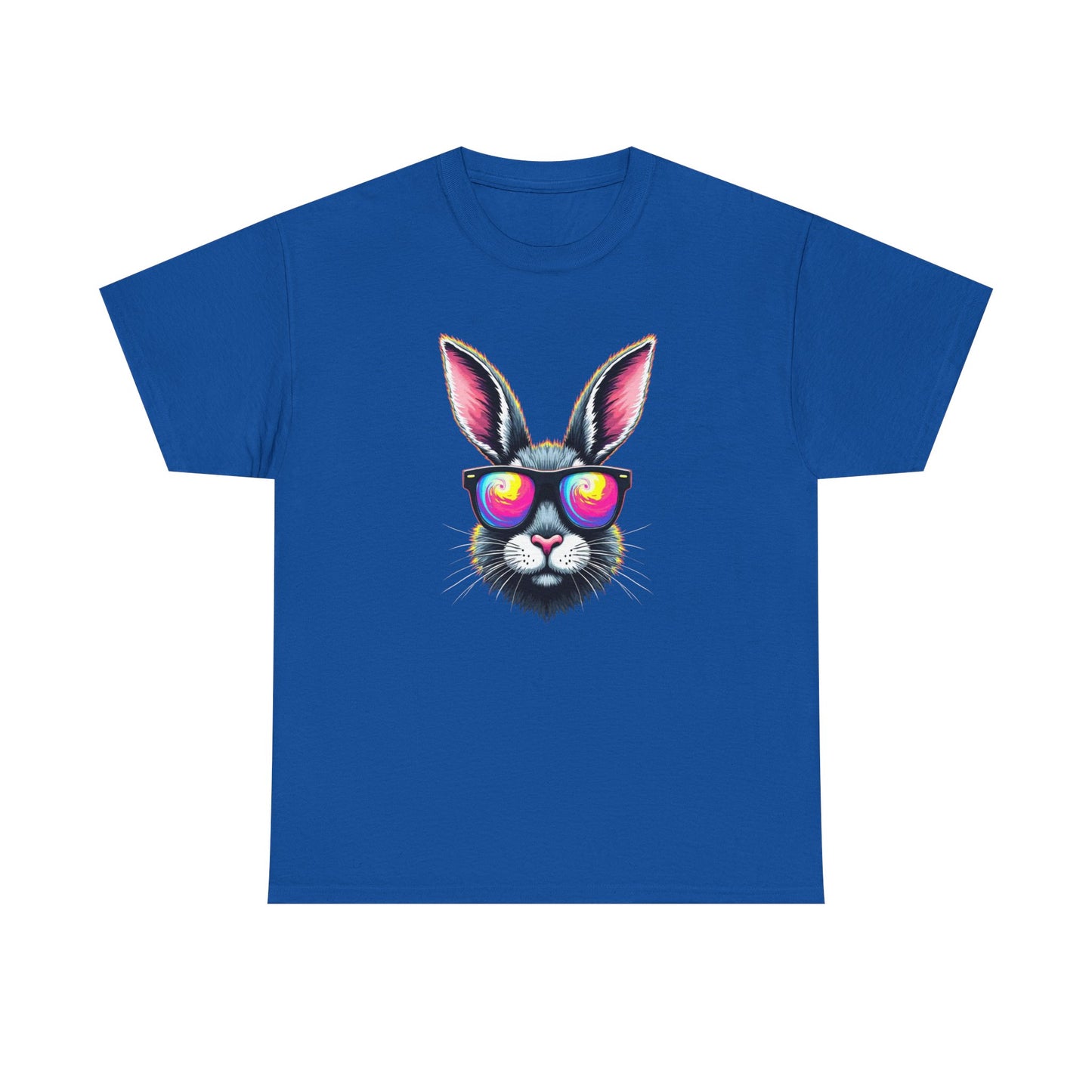 Bunny with Heart Sunglasses Tee — Retro Neon Rabbit Graphic T-Shirt